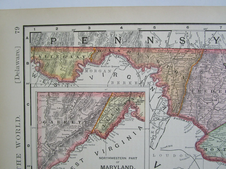 MD DE ANTIQUE 1902 DATED MARYLAND DELAWARE Map. RAILROADs. Business Atlas Map. - Image 3 of 4