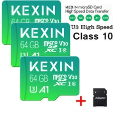 64GB Micro SD Class 10 SDXC U3 Fast Flash TF Memory Cards with An Adapter LOT