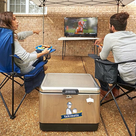 Yakimoto Ice Chest,Silver Cooler,with Bottle Opener,51L 54Qt,for Camping,RV, BBQ