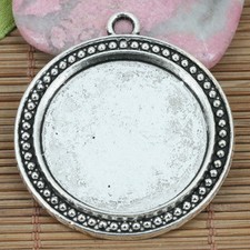 2pcs 39mm Tibetan Silver round rim picture frame settings charms EF0176