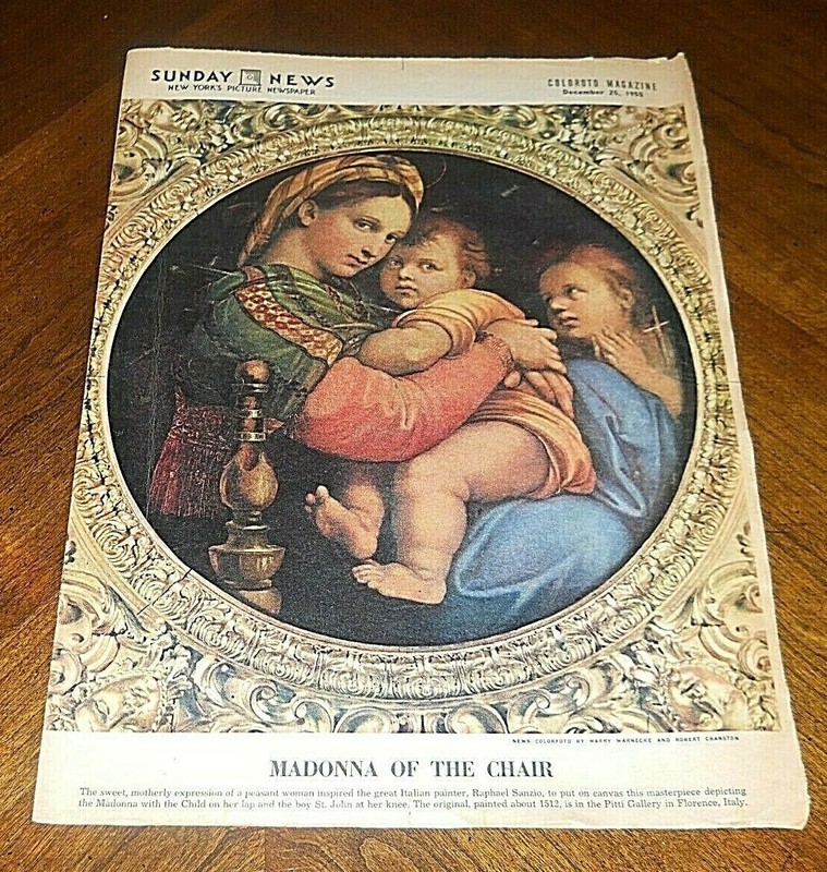 1955 DECEMBER 25 SUNDAY NEWS COLOROTO MAGAZINE RICHARD BURTON MADONNA OF CHAIR 