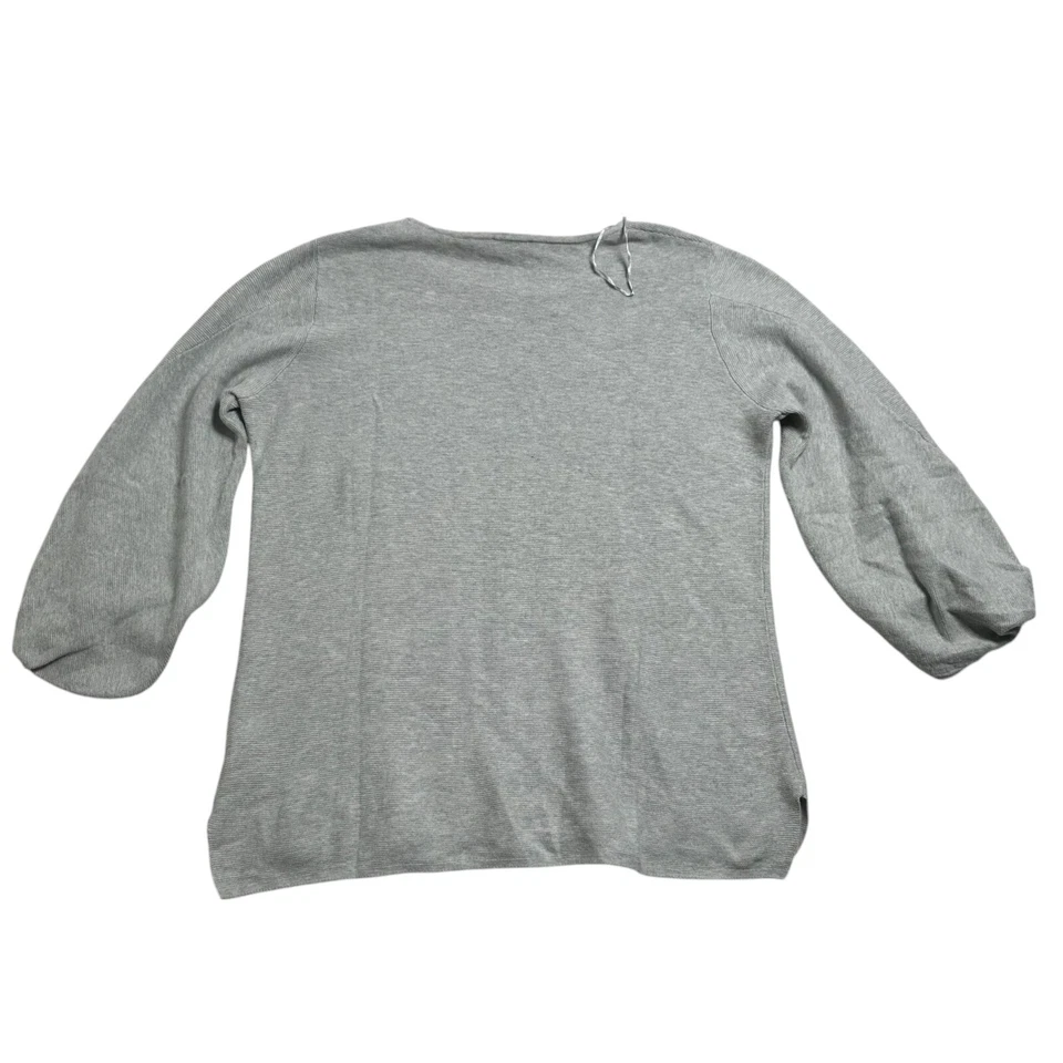 Witchery Shirt Top Womens Large L Grey Balloon Sleeve Round Neck Cashmere Blend - Image 2 of 4