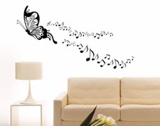 Adesivi murali farfalle musica note musicali wall stickers da parete per muro 