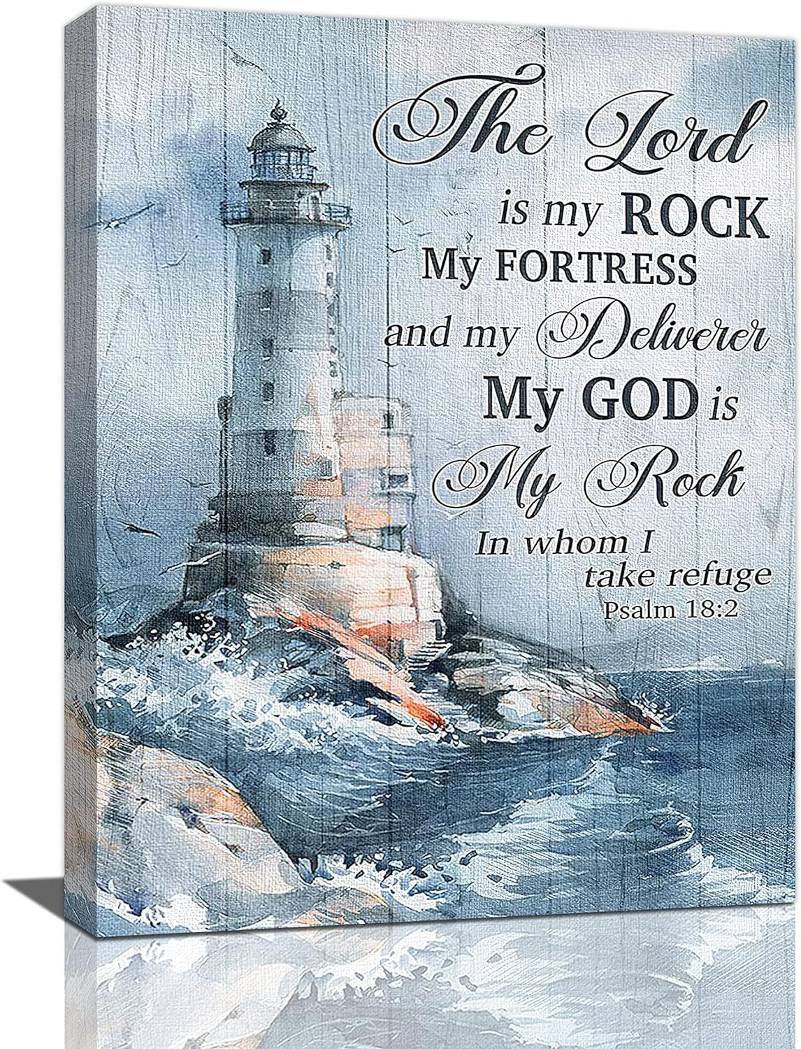 Ocean Lighthouse Wall Art Print Christian Psalm Bible Quotes Wall Decor Rustic C