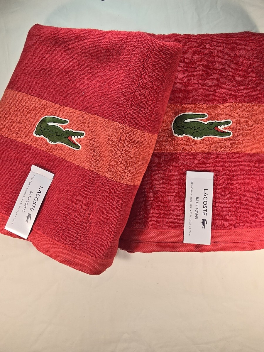NWT LACOSTE RED Cotton Bath Towels 30