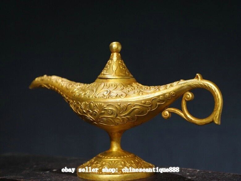 Aladin Genie Oil Lamps Bronze Gilt Magic Lamp Aladdin Chirag