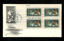 US FDC #1386 Artcraft M-4 1969 MA William Harnett Artist HC Plate Block PB