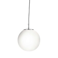 Decken Hänge Lampe Pendel Leuchte Satin Silber Opal Glas Kugel Weiß Dimmbar