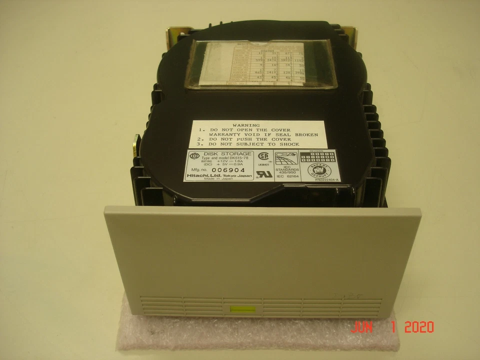 DK515-78 HITACHI 780MB 5.25" FULL HEIGHT ESDI HARD DRIVE PART# 3222404-A . - Image 4 of 4