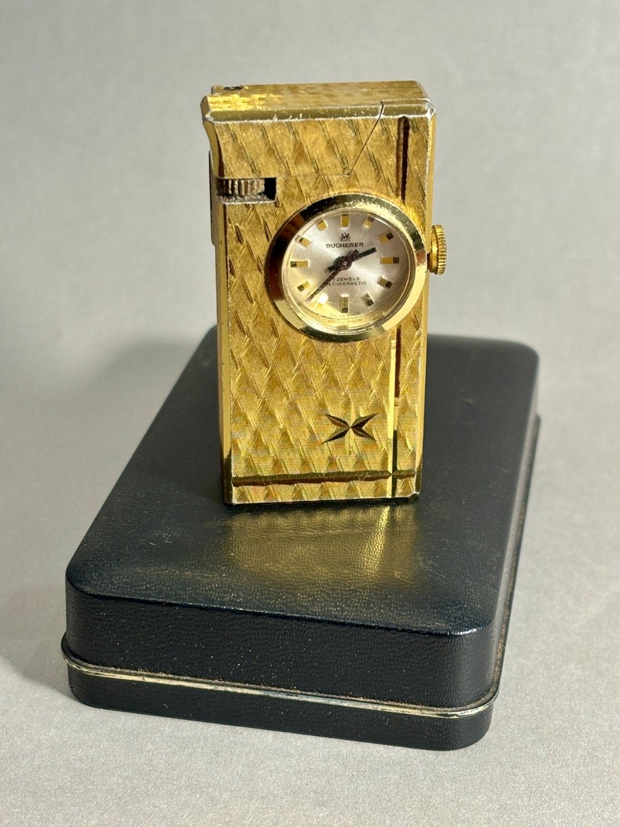 Lighter Bucherer 17 Jewel Swiss Watch Gold Tone Vintage Bucherer