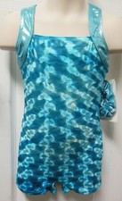 Turquoise BL Gymnastic Dance Shorty Unitard Biketard Textured Velvet Girls Szs