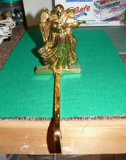 Vintage Gold Tone Angel Long Arm Stocking Hanger Holder Christmas Mantel 8"