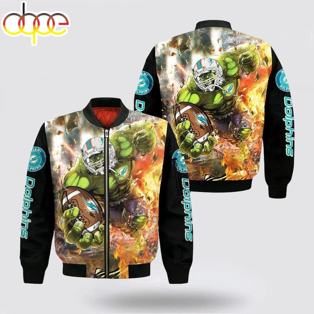 football Miami Dolphins Hulk All Over Print Bomber Jacket