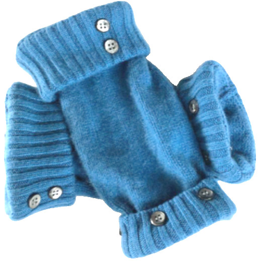 FINGERLESS GLOVES BLUE TEAL 100% CASHMERE M - L MEDIUM - LARGE ARM WARMERS CUFFS