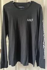 Abercrombie and Fitch Soft A&F Black Long Sleeve Spell Out Shirt Sz L