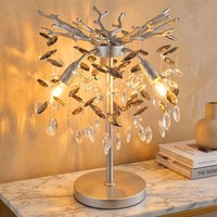 Tischleuchte Leselampe Tischlampe Schlafzimmerlampe Glaskristalle LED H 50 Cm