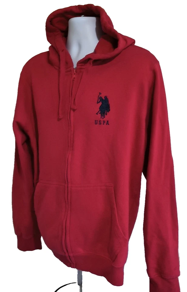 Толстовка с капюшоном мужская US Polo Assn XL красная на молнии флисовая толстовка с вышитым логотипом USPA - Изображение 2 из 4