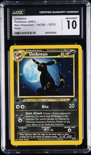 2001 POKEMON NEO DISCOVERY 1ST EDITION HOLO #13 UMBREON CGC 10