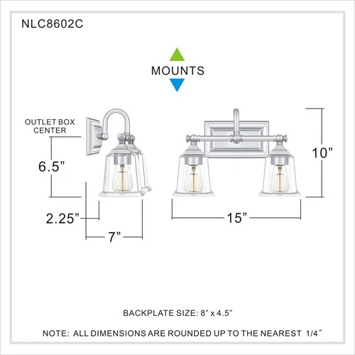 Quoizel NLC8602 Nicholas 2 Light 15"W Bathroom Vanity Light - Nickel - Picture 9 of 12