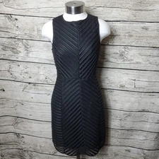 H&M Dress Black Fit N Flare Lace Ribbon Sleeveless V Neck Little Black Sz 4 NWT 