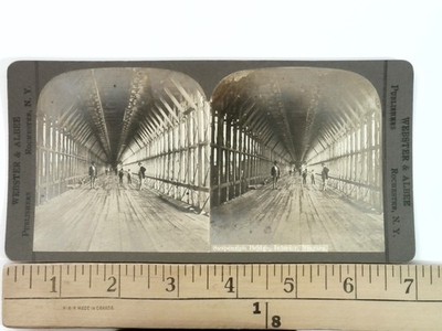 Stereoview Suspension Bridge Interior Niagara Falls c1880 (Photo from 1850s)