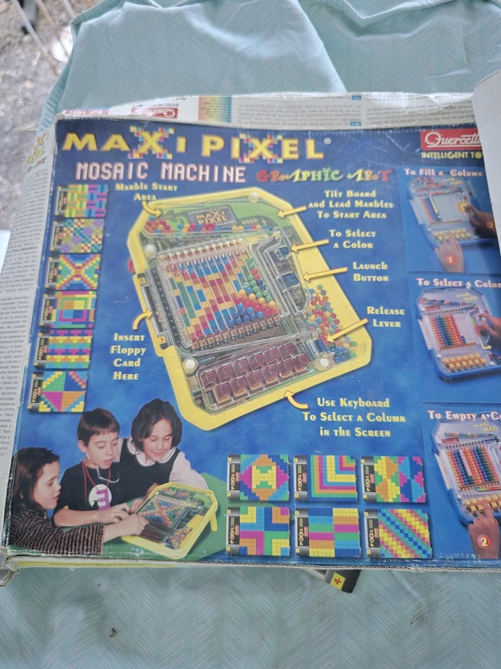 Vintage Quercetti Maxi Pixel Mosaic Machine with Cards & Marbles – Art Toy - Image 2 of 4