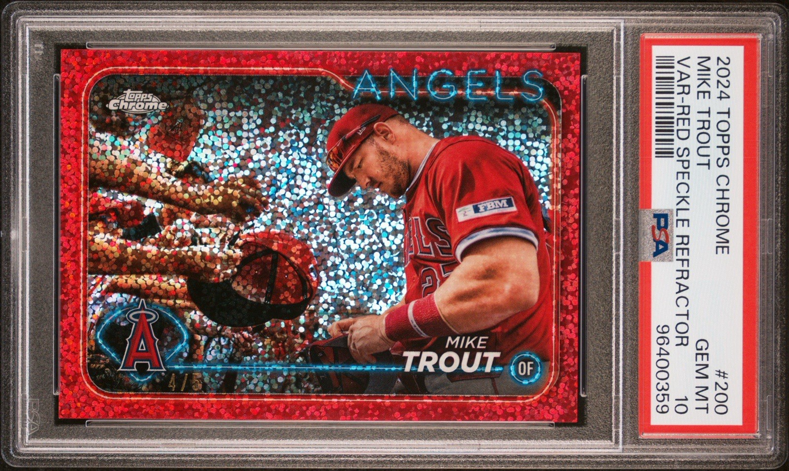2024 Topps Chrome - Mike Trout - Red Speckle SP /5 - LA Angels - #200 - PSA 10