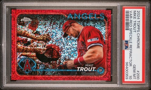 2024 Topps Chrome - Mike Trout - Red Speckle SP /5 - LA Angels - #200 - PSA 10