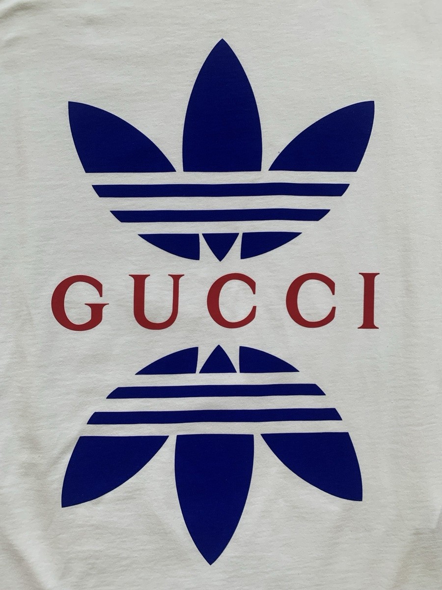 ADIDAS x GUCCI LOGO CREWNECK WHITE T-SHIRT MEN'S SIZE M | eBay