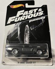 🏁 Hot Wheels Fast & Furious Furious7 Black ‘70 Dodge Charger R/T 🏁