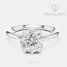 2.00Ct F+ VS+ Round Lab Grown Diamond Solitare Ring IGI Certified 14k White Gold