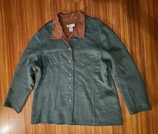 VTG Pendleton Sz XL Merino Wool Blend Womans Reversible Jacket Brown Green