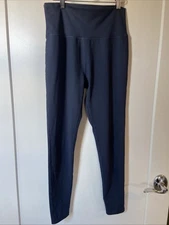 Manduka Women's Large High Waist Yoga Legging Pant Navy  29" Inseam $90 Stretch