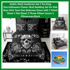 Luxurious King Size Gothic Skull Bedding Set - 7 Pieces for Stylish Decor