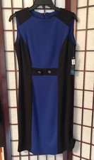 NWT Tahari Arthur B Levine Women’s Block Dress Size 2 Royal Blue & Black