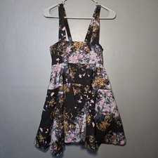 Free People Floral Mini Flare Cotton Dress Cottagecore Coquette Romantic Boho XS