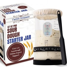 Pro Sourdough Starter Kit -37oz Wide Mouth Sourdough Starter Jar Kit for Brea...