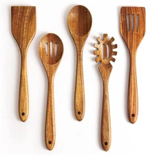 Acacia Spoon for Cooking: 5-Piece Kitchen and Cooking Set