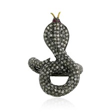 Diamond Sterling Silver Ruby Snake Ring Bold Snake Cocktail Jewelry Gift for Her