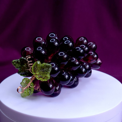 Cluster Grape Handmade Glass Dark Red Garnet? Czech Old Beads Bunch Of Grape
