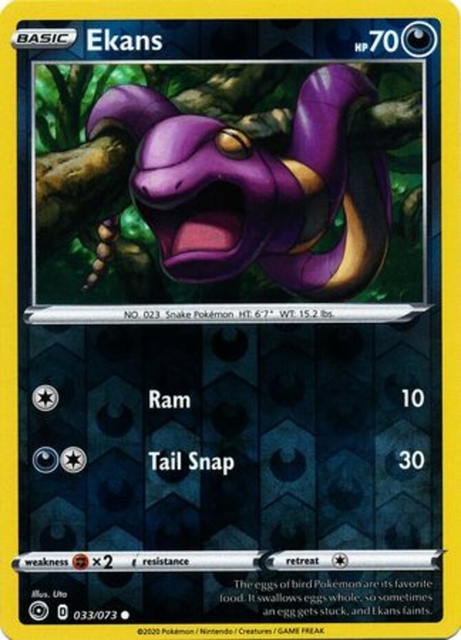 Ekans - 033/073 - Common - Reverse Holo (Near Mint) Champion's Path - Darkness P