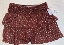 GIRLS XL BROWN FLORAL ORIGINALITY MINI SKIRT WITH BUILT-IN SHORTS RETAIL 38