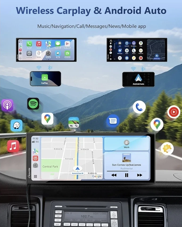 CARPURIDE Smart Multimedia Wireless Carplay Android Auto With 4K Dash Camera - Image 2 of 4
