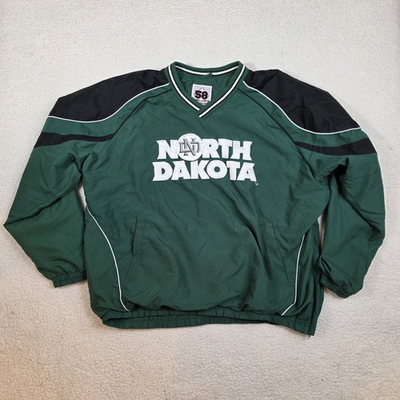 #ad Vintage North Dakota Fighting Sioux 58 Sports Pullover Windbreaker UND Green 3X $55.00