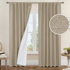 LAMIT Taupe 100 Blackout Linen Curtains, 84 52"W x 84"L Pack of 2 ,