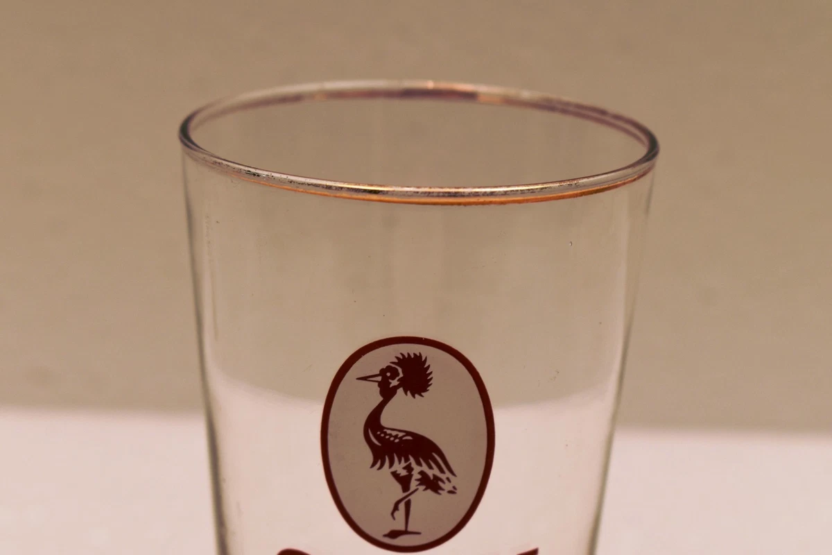 Vintage City Lager Beer Glass Crowned Crane Logo Gold Rim Breweriana Pub Barw"R4