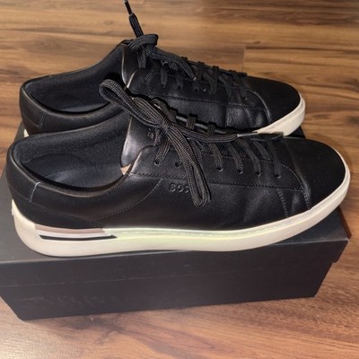  BOSS Hugo Boss Leder Sneaker Schwarz Weiss Herren Größe 45 Top Zustand 