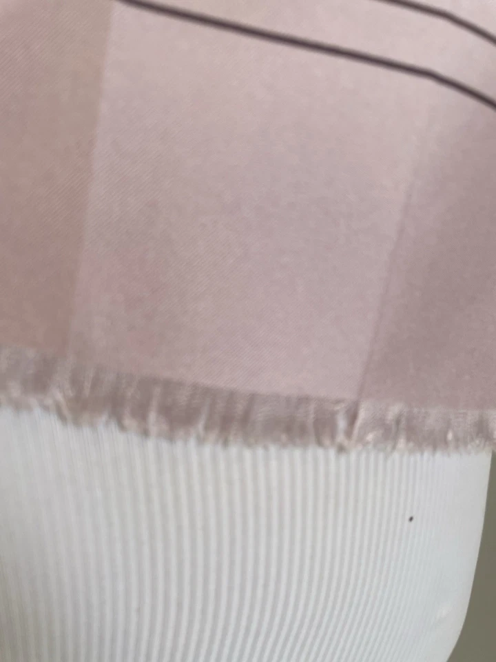 Y7# Dolce & Gabbana 100% Seda Lunares Bufanda Rosa Marrón Rayas Borde Lujo Foto 4 de 4