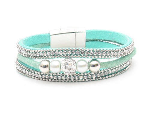 Strass-Armband Wickelarmband Perlen+Strass Glitzer Magnetverschluss 3-strängig - Bild 13 von 18