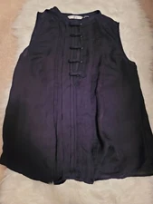 Business Casual Black Top Pretty Embroidery Style medium by lauren conrad